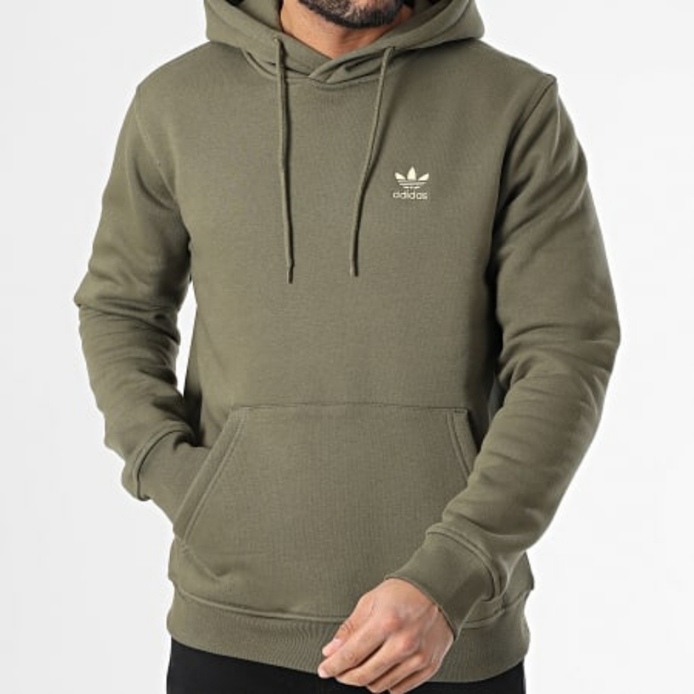 Adidas Trefoil Essentials Hoodie Olive Strata Mens